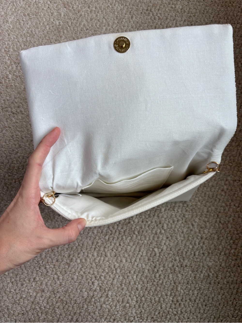 Beaded 'Happily Ever After' Crossbody Bag in White and Gold - Picture 3 of 4